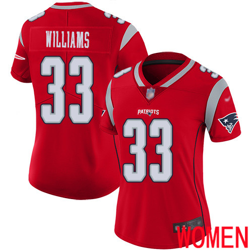 New England Patriots Football #33 Inverted Legend Limited Red Women Joejuan Williams NFL Jersey